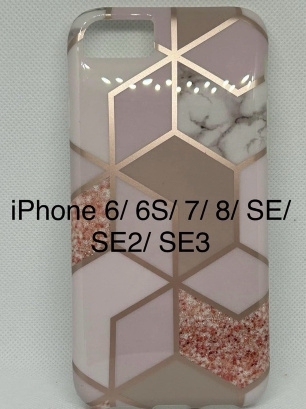 Geometric Rose Gold Marble iPhone Case - Pink/Cream